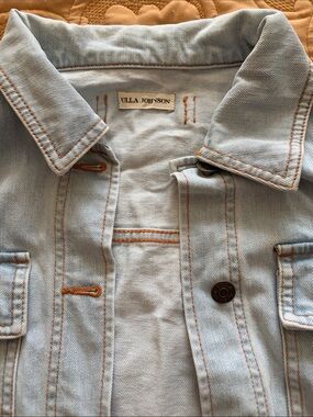 Ulla Johnson Light Wash Denim Jacket with Contrast Stitching